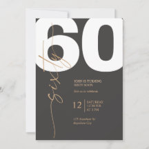 Preto e Dourado Elegante 60º Aniversário