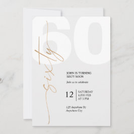 Convite Preto e Dourado Elegante 60º Aniversário