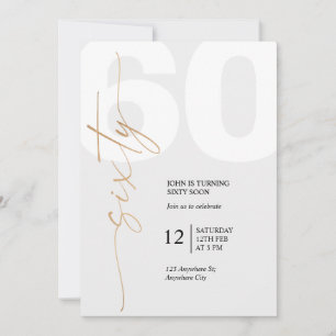 Convite Preto e Dourado Elegante 60º Aniversário