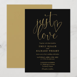Convite Preto E Dourado Elegante Apenas Adorava Casamento 