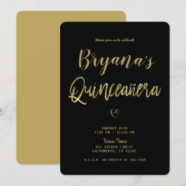 Convite Preto e Dourado Moderno Minimalista Chique 15 Quin