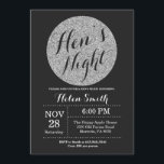 Convite Preto e Prata com Brilho para Noite das Ga<br><div class="desc">Cartão de Convite Preto e Prata com Brilho para Noite das Galinhas. Para personalização adicional,  clique no botão "Personalize" e use nossa ferramenta de design para modificar este modelo.</div>