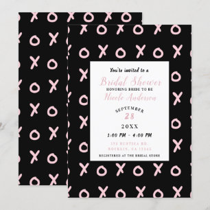 Convite Preto e Rosa Bebê X O XO XO's Chuveiro de Noiva Fa