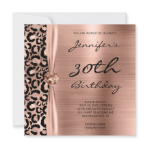 Preto e Rosa Dourado Glam Leopardo 30º Aniversário