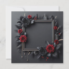 Convite Preto e Vermelho Floral