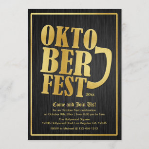 Convite Preto Elegante e Dourado Oktoberfest 2013