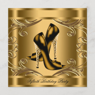 Convite Preto Elegante e Festa de aniversário Dourada