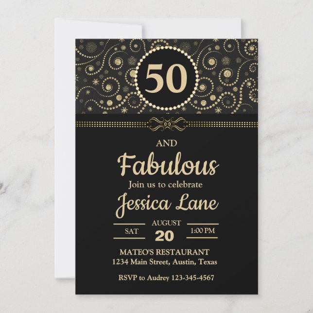 Convite Preto Elegante e Festa de aniversário QUALQUER IDA (Frente)