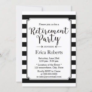 Convite Preto elegante & o branco listram o partido de