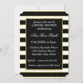 Convite Preto+faixa branca e Chá de panela Dourado elegant