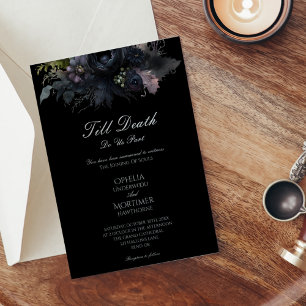 Convite Preto Floral Escuro até Casamento Formal da Morte