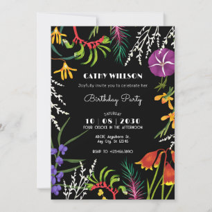 Convite Preto floral tropical Nature 