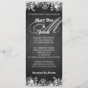 Convite Preto Florestal Vitoriano de Casamento Elegante