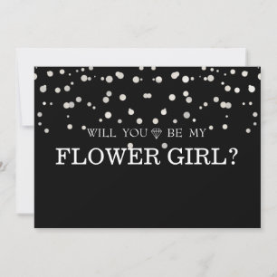 Convite Preto Gliter Fofo Você Será Minha Menina de Flores