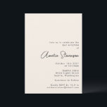 Convite Preto Minimalista Moderno e Ivory Bat Mitzvah<br><div class="desc">Convite moderno minimalista de preto e marfim Bat Mitzvah</div>