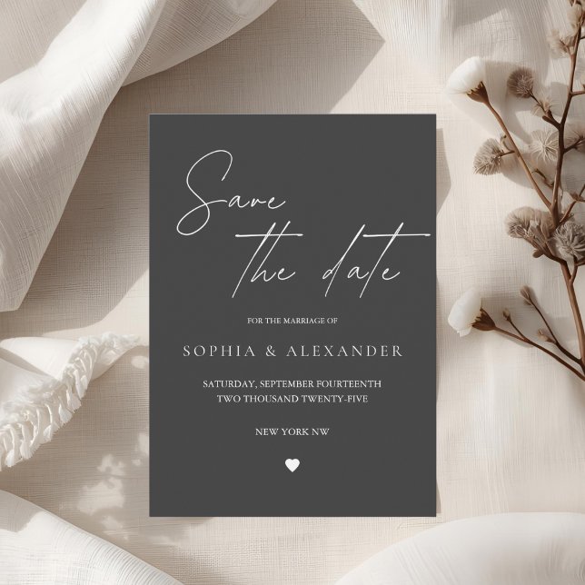 Convite Preto Minimalista Salvar a Data (Criador carregado)