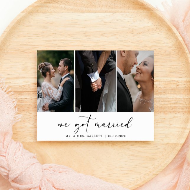 Convite Preto Moderno Simples Adicionar Foto Casamento Rec (Criador carregado)