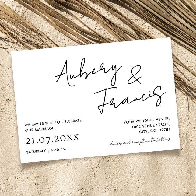 Convite Preto para Caligração de Script de Nome Minimalist (Criador carregado)