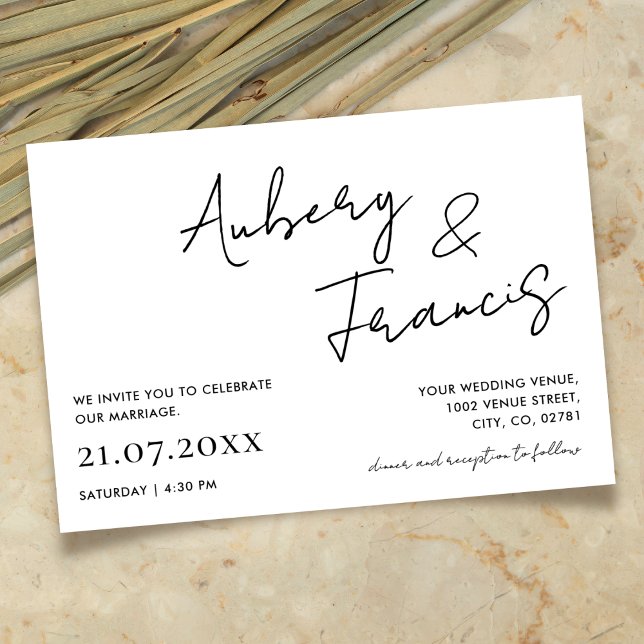 Convite Preto para Caligração de Script de Nome Minimalist (Criador carregado)