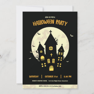 Convite Preto para Casa do Festa de Halloween
