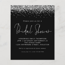 Convite Preto para Chá de panela de Glitter de Pra