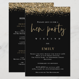 Convite Preto para Fim de Semana de Despedida de S