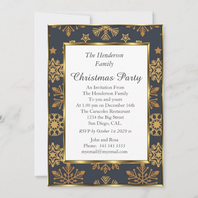 Convite Preto para Ouros de Natal (Frente)