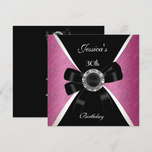 Convite Preto Rosa Branco 30º Aniversário 2