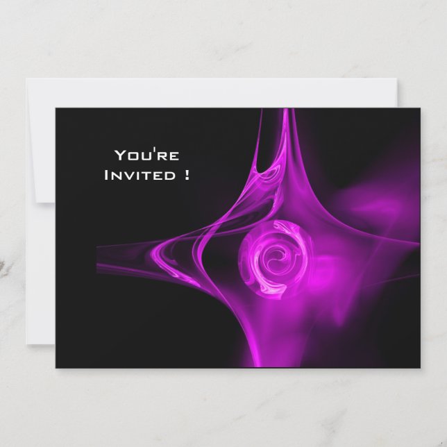 Convite Preto roxo claro e ROSA FRACTAL (Frente)