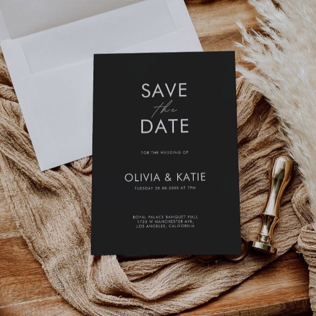 Convite Preto Salvar o Modelo de Data (Black Save the Date Template)