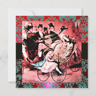 CONVITE PRETO VERMELHO BICICLETA CASAMENTO DAMASCO MONOGRA
