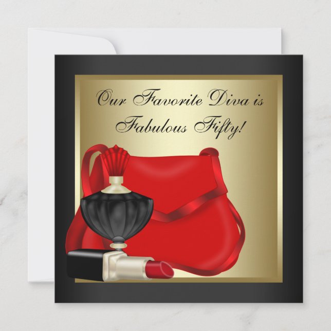 Convite Preto vermelho e Festa de aniversário Dourada (Frente)