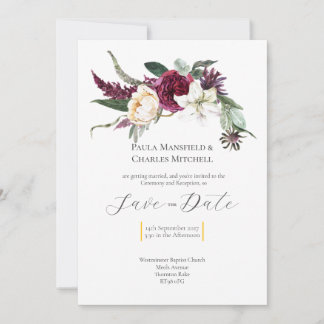 Convite Pretty Floral Save the Date, Wedding Invitation
