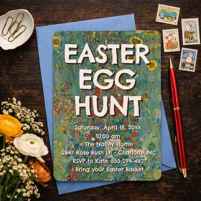 Convite Pretty Flower Easter Egg Hunt Invitation (Criador carregado)