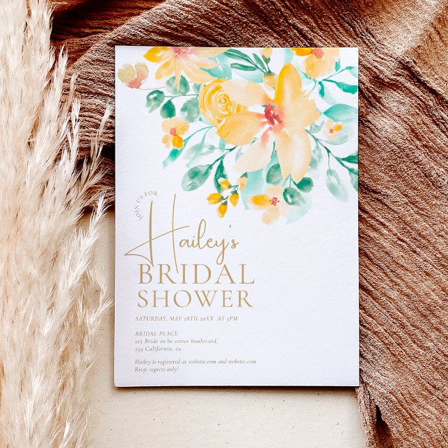 Convite Pretty garden yellow green floral bridal shower (Criador carregado)