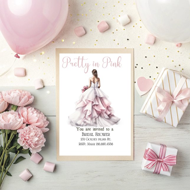 Convite Pretty in Pink Bridal Shower Invitation  (Pretty in Pink bridal shower invitation. )