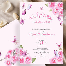 Convite Pretty Pink Butterfly Baby Shower Invitation