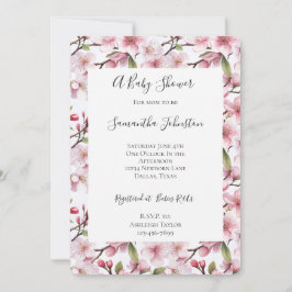 Convite Pretty Pink Cherry Blossom Floral Baby Shower