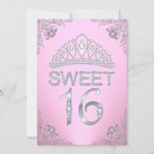Convite Pretty Pink Diamond Tiara Sweet 16