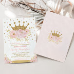 Convite Pretty Princess Gold Crown Pink Floral Baby Shower<br><div class="desc">Celebrate your little princess with this gorgeous blush & gold invitation!</div>