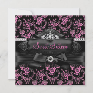 Convite Pretty Tiara & Bow Rosa Doce 16