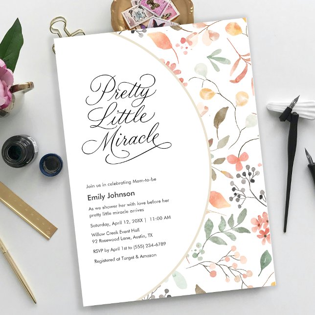 Convite Pretty Watercolor Wildflower Baby Shower (Pretty Watercolor Wildflower Baby Shower Invitation)