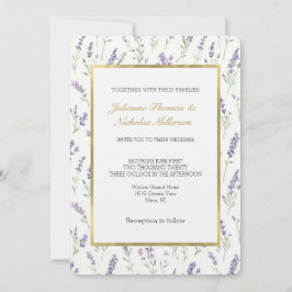 Convite Pretty White Lavender Flowers Wedding