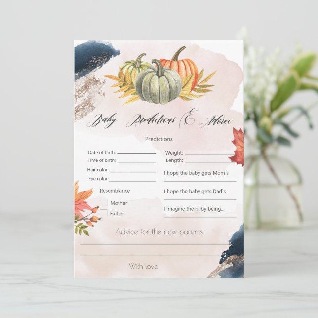 Convite Previsão de Bebês e placa de Chá da Baía de Abóbor (Em pé/Frente)