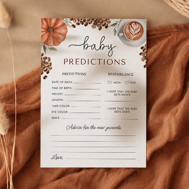 Convite Previsões de Bebê para Chás de Bebê com Café de Ab (Pumpkin Spice Coffee Baby Shower Baby Predictions and Advice)