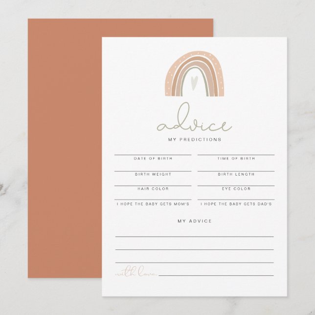 Convite Previsões do Chá de fraldas Arco-Íris GITA Pastel (Frente/Verso)