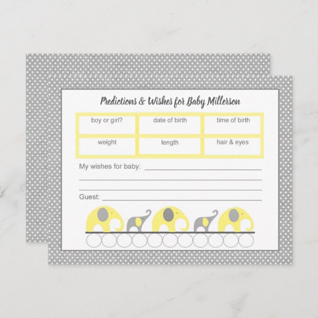 Convite Previsões e desejos do chá de fraldas - neutros (Frente/Verso)