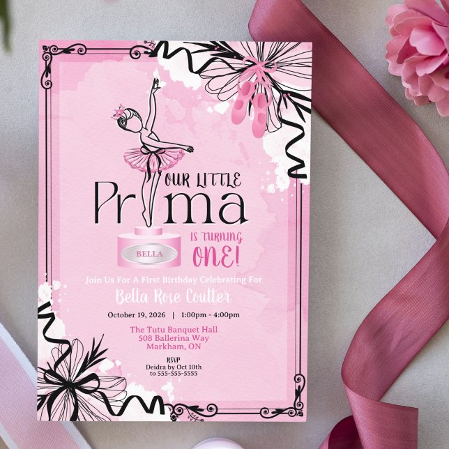 Convite Prima Ballerina Birthday Party Invitation (Criador carregado)