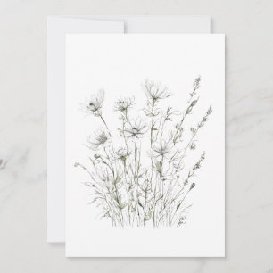 Convite Primavera 50 flores, desenho de linha, minimalista