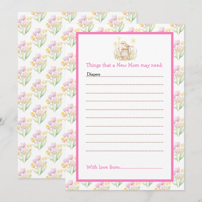 Convite Primavera Bird Watting Can Chá de fraldas (Frente/Verso)